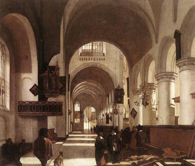 WITTE, Emanuel de Interior of a Protastant Gothic Church France oil painting art